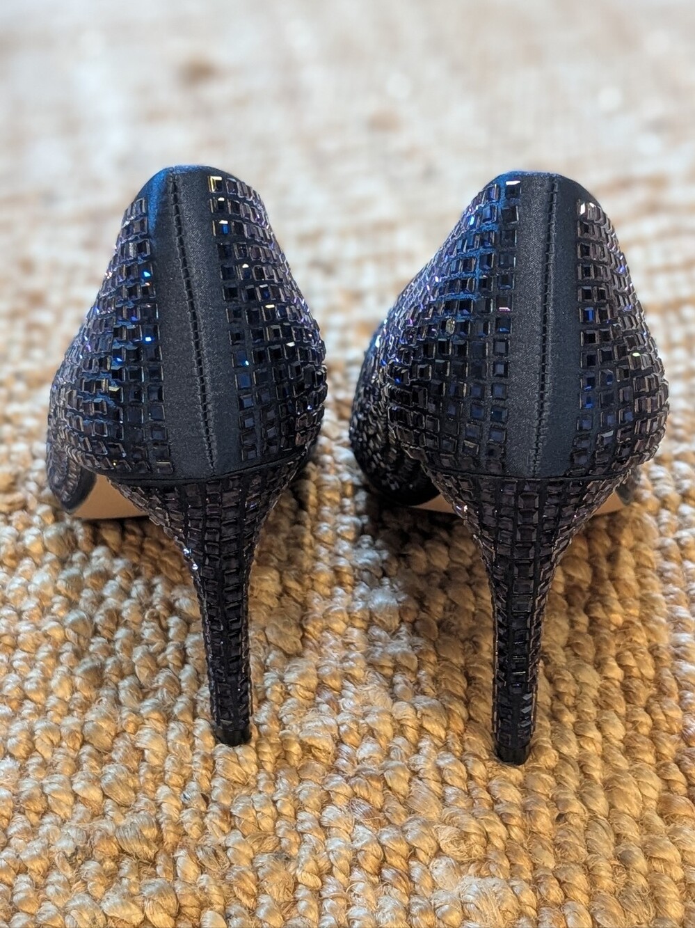 Lauren Lorraine Navy Crystal Sparkly Embellished Pointed-Toe Pumps - Picture 5 of 11